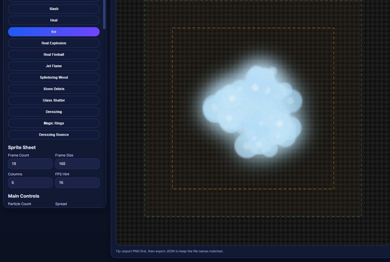 Sprite Forge ice cloud editor preview